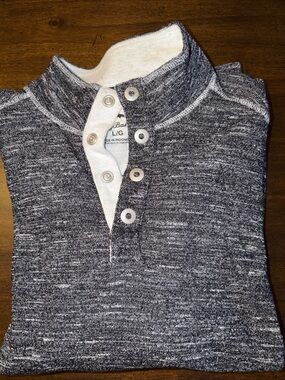 Tommy Bahama Men’s 1/4 Snap Up Pullover Black White Heathered Size Large EUC